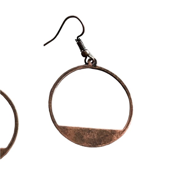 Bronze Cutout Metal Drop Hoop Earrings - Picture 3 of 4